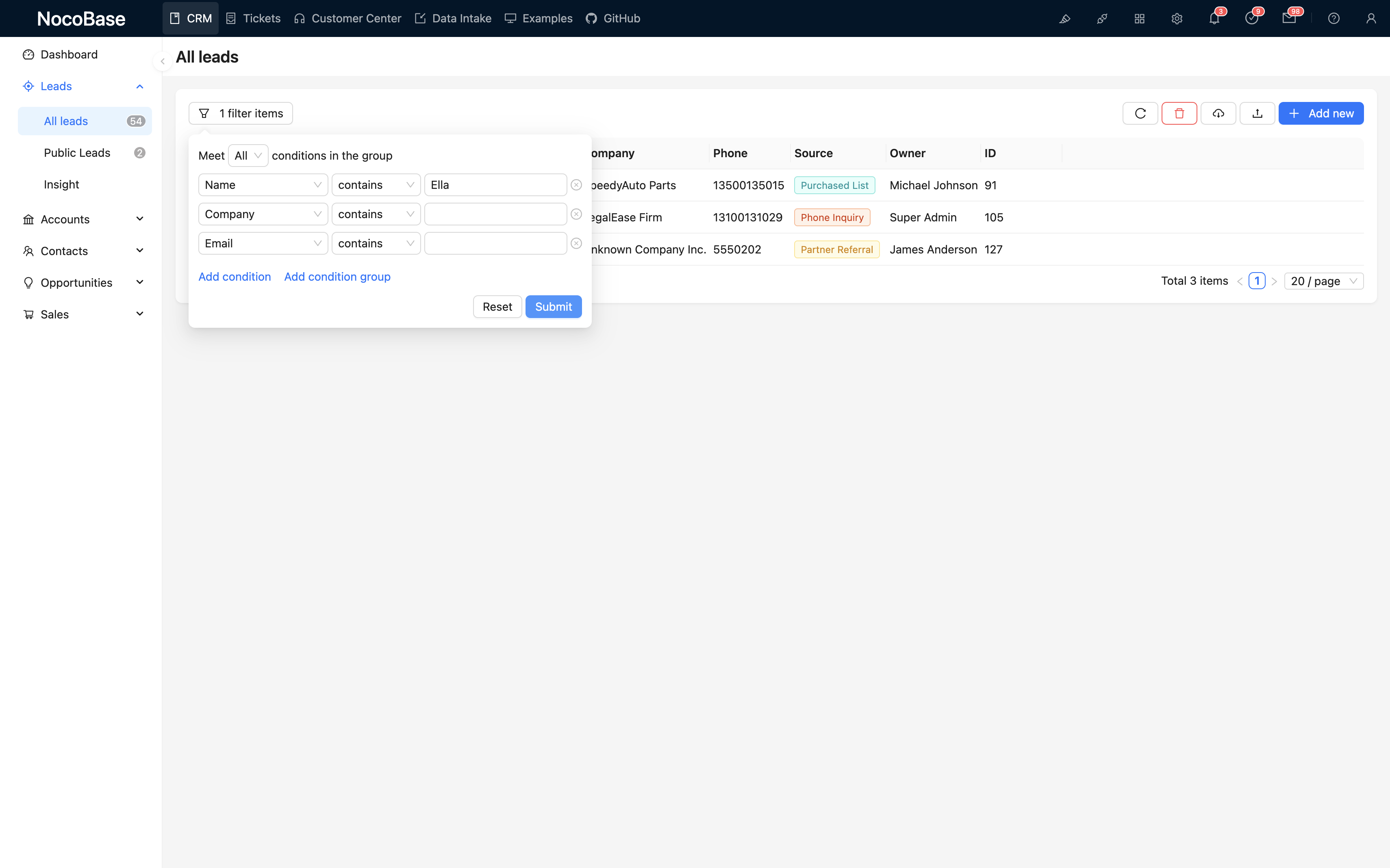 NocoBase 演示界面