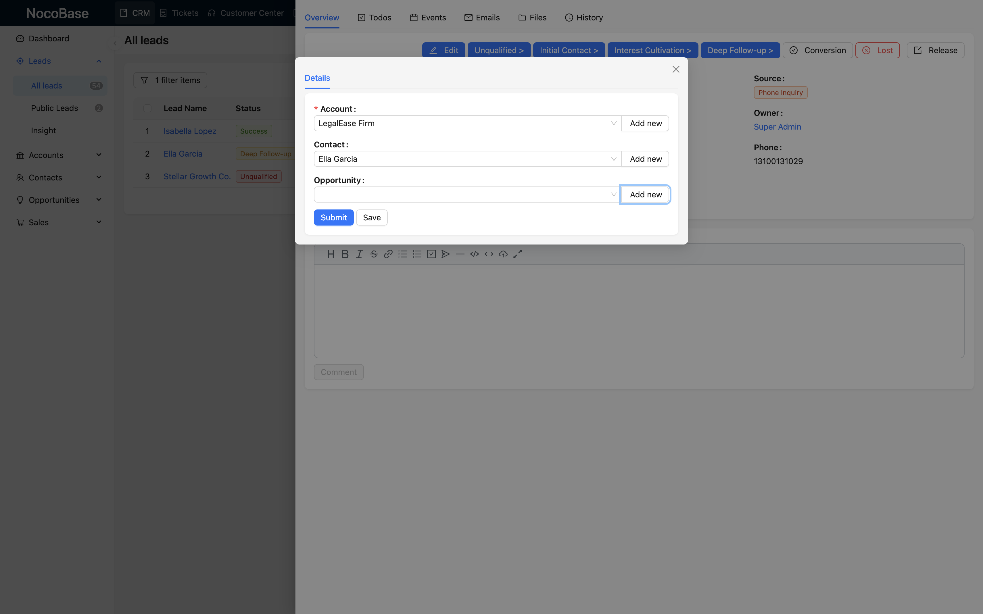 NocoBase 演示界面