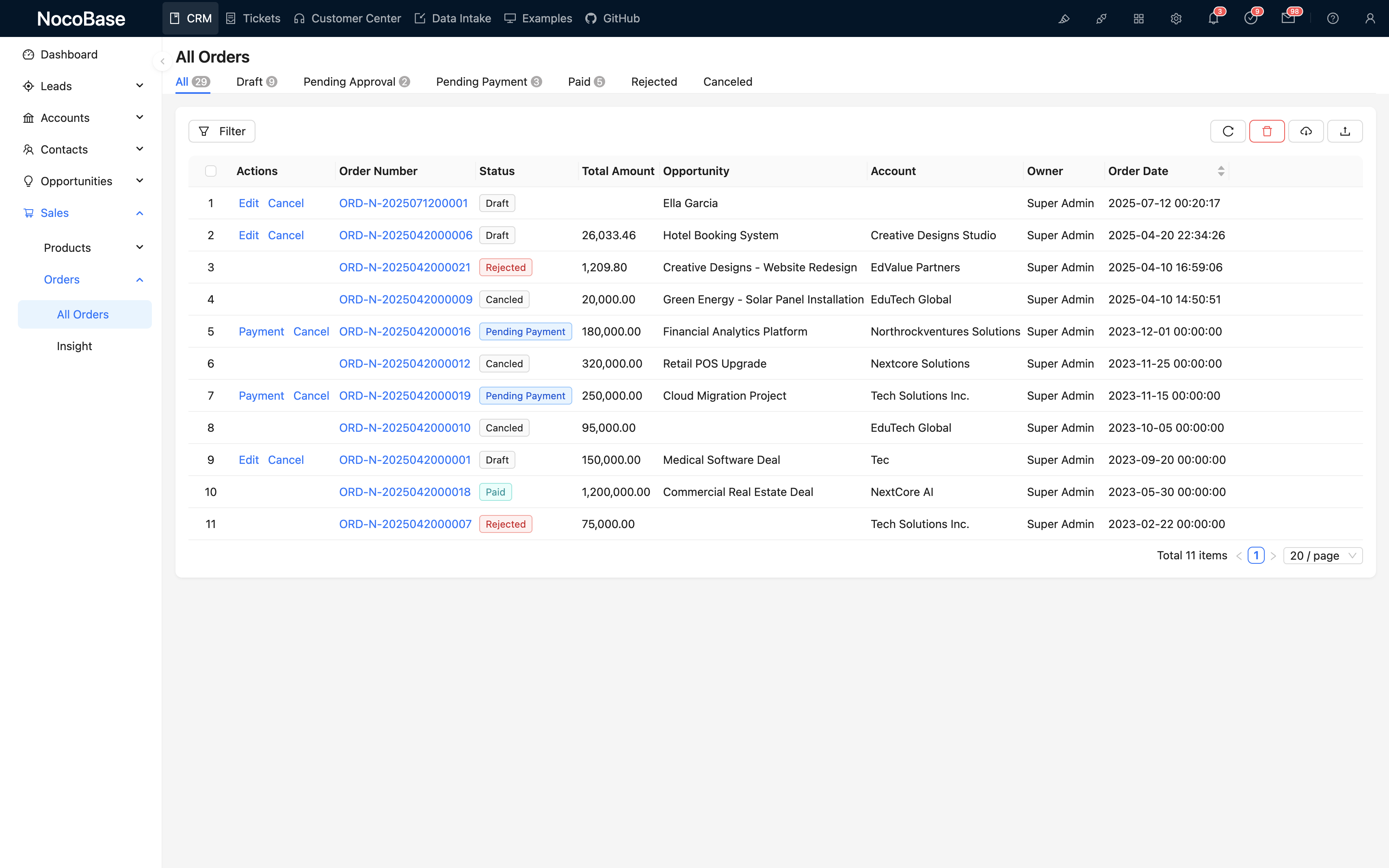 NocoBase 演示界面